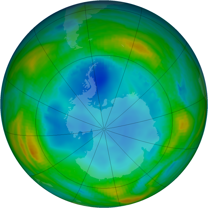 Antarctic ozone map for 29 July 1987